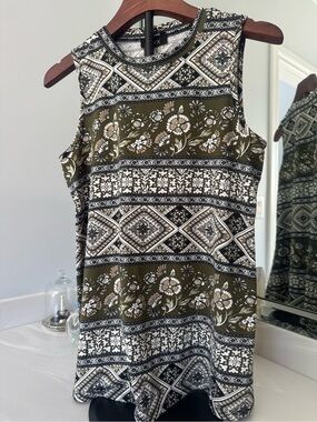 Alyx Olive Green and Black Patterned Sleeveless Tank US Small